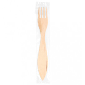 Tenedor de Madera 150mm Enfundado (100 Uds)