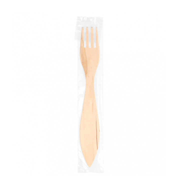 Tenedor de Madera 150mm Enfundado (100 Uds)