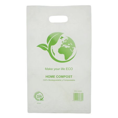 Bolsa Plástico Troquelada Bio Home Compost 20x33cm G80 (100 Uds)