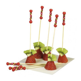 Pinchos de Bambú Decorados Rojo 120mm (10000 Uds)