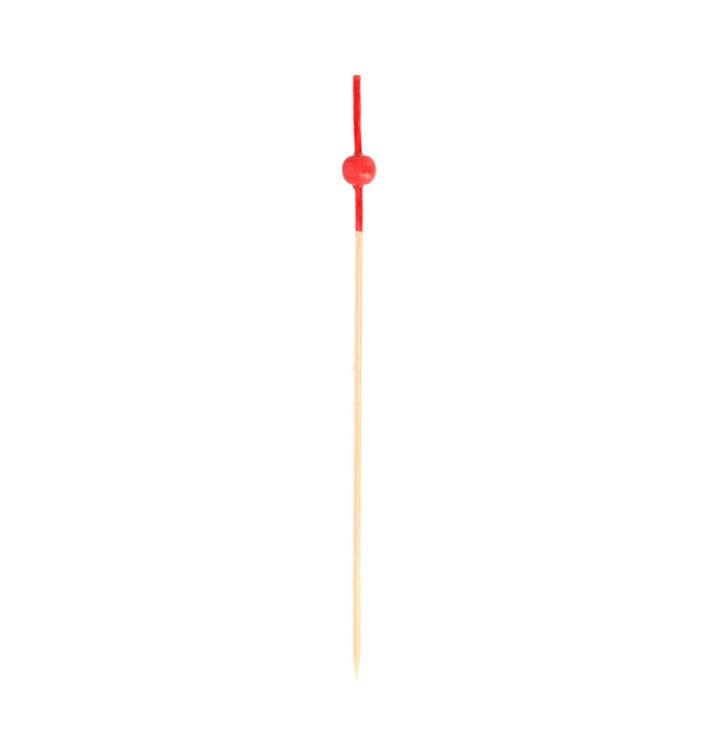 Pinchos de Bambu Decorados Bolita Roja 90 mm (100 Uds)