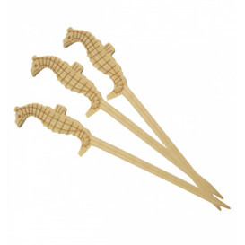 Pinchos de Bambu Decorados Caballito Mar 90 mm (100 Uds)