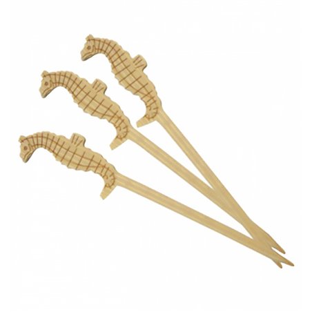 Pinchos de Bambú Decorados Caballito Mar 9cm (100 Uds)