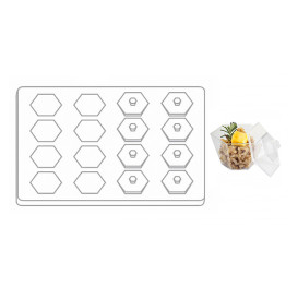 Kit Bandeja + 16 Bols Hexagonales con tapa. Transp. (1 Ud)