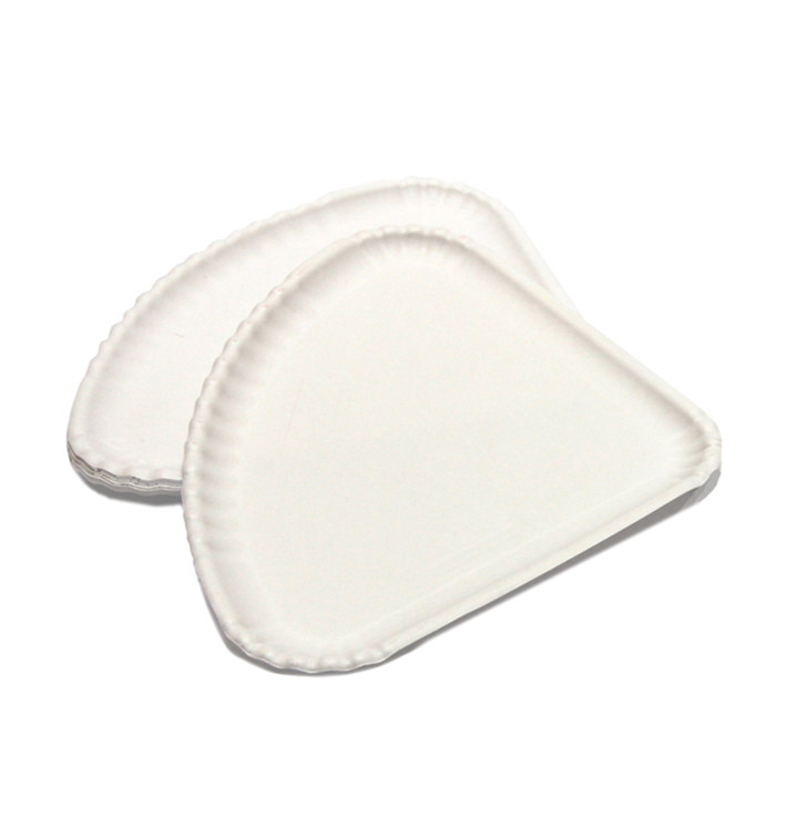 Plato de Cartón Blanco Triangular 1/4 30x21 (100 Uds)