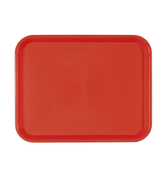 Bandeja de Plastico Fast Food Roja 27,5x35,5cm (1 Uds)