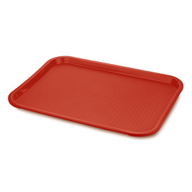 Bandeja de Plastico Fast Food Roja 27,5x35,5cm (1 Uds)