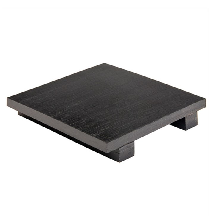 Bandeja de Bambú Negro para Sushi 15x15x2,5cm (40 Uds)