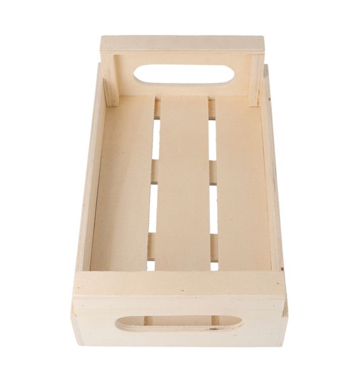 Caja Presentación con Asas Madera 20,5x12,5x6,5cm (1 Ud)