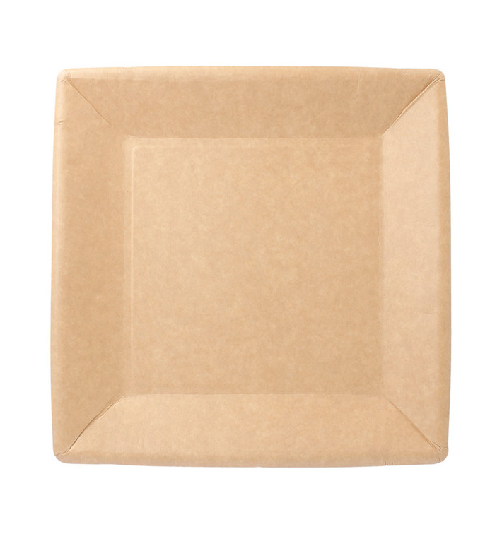 Plato de Papel Biocated Natural Cuadrado 23cm (20 Uds)