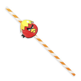 Pajita de Papel Decorada Pájaros Ø6mm 24cm (1000 Uds)