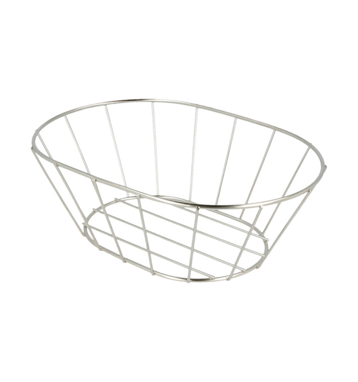 Cesta Ovalada de Acero Plata 216x140x76mm (1 Ud)