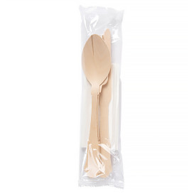 Set de Cubiertos y Servilleta "Clasic" en Madera 20cm (100 Uds)
