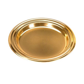 Mini Plato de Plastico para Postre Redondo Oro 8 cm 