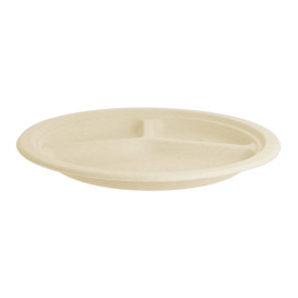Plato Caña de Azucar 3C Natural Ø260mm (50 Uds)