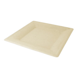 Plato Cuadrado Caña de Azucar Natural 160x160mm (50 Uds)