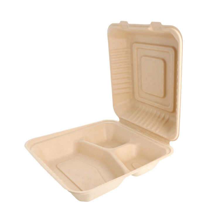 Envase MenuBox Caña Azúcar 3C Natural 20x20x7,5cm (50 Uds)