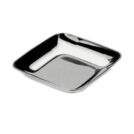 Plato Plastico Degustacion Plata 6x6x1 cm 