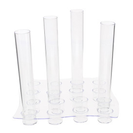 Soporte 16 Vasos Trans. 15,5x15,5x1,6cm (96 Uds)