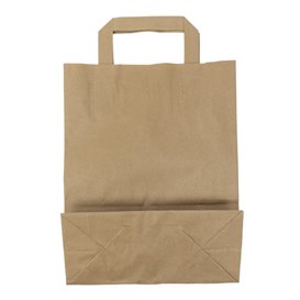 Bolsas de Papel Asa Plana Kraft 80g/m² 22+10x28cm (50 Uds)