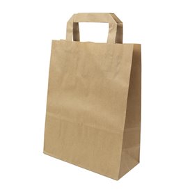 Bolsas de Papel Asa Plana Kraft 80g/m² 22+10x28cm (50 Uds)