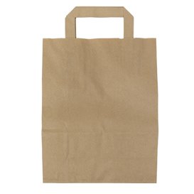Bolsas de Papel Asa Plana Kraft 80g/m² 22+10x28cm (50 Uds)