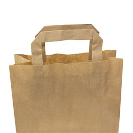 Bolsas de Papel Asa Plana Kraft 80g/m² 22+10x28cm (50 Uds)