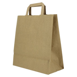 Bolsas de Papel Asa Plana Kraft 80g/m² 26+14x29cm (250 Uds)