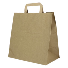 Bolsas de Papel Asa Plana Kraft 80g/m² 28+17x29cm (250 Uds)