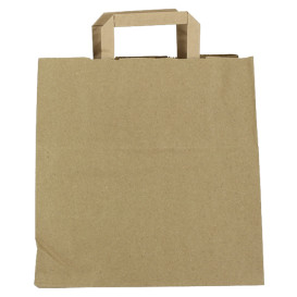 Bolsas de Papel Asa Plana Kraft 80g/m² 28+17x29cm (250 Uds)