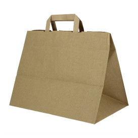 Bolsas de Papel Asa Plana Kraft 80g/m² 32+21x26cm (250 Uds)