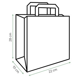 Bolsas de Papel Asa Plana Kraft 80g/m² 22+10x28cm (50 Uds)