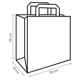 Bolsas de Papel Asa Plana Kraft 80g/m² 26+14x29cm (250 Uds)
