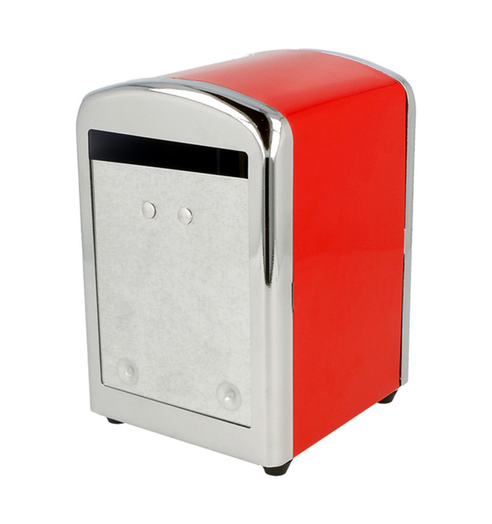 Dispensador Miniservis de Acero Rojo 10,5x9,7x14cm (12 Uds)