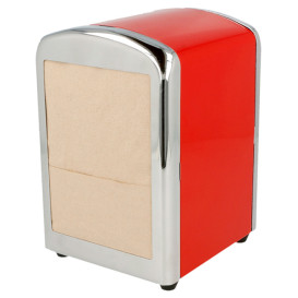 Dispensador Miniservis de Acero Rojo 10,5x9,7x14cm (12 Uds)