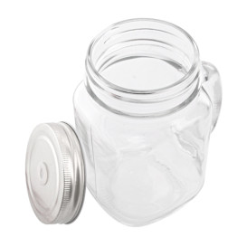 Jarra de Cristal con Tapa y Pajita 450ml (24 Uds)