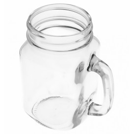 Jarra de Cristal con Tapa y Pajita 450ml (24 Uds)