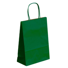 Bolsa Papel Kraft Verde con Asas 80g/m² 26+14x32cm (250 Uds)