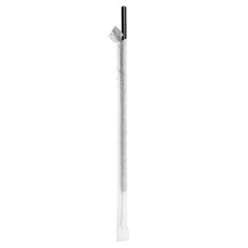 Pajita Recta Papel Negro Enfundada Blanco Ø6mm 21cm (250 Uds)