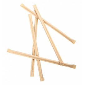 Pajita Recta Papel Natural Enfundada Kraft Ø6mm 21cm (250 Uds)