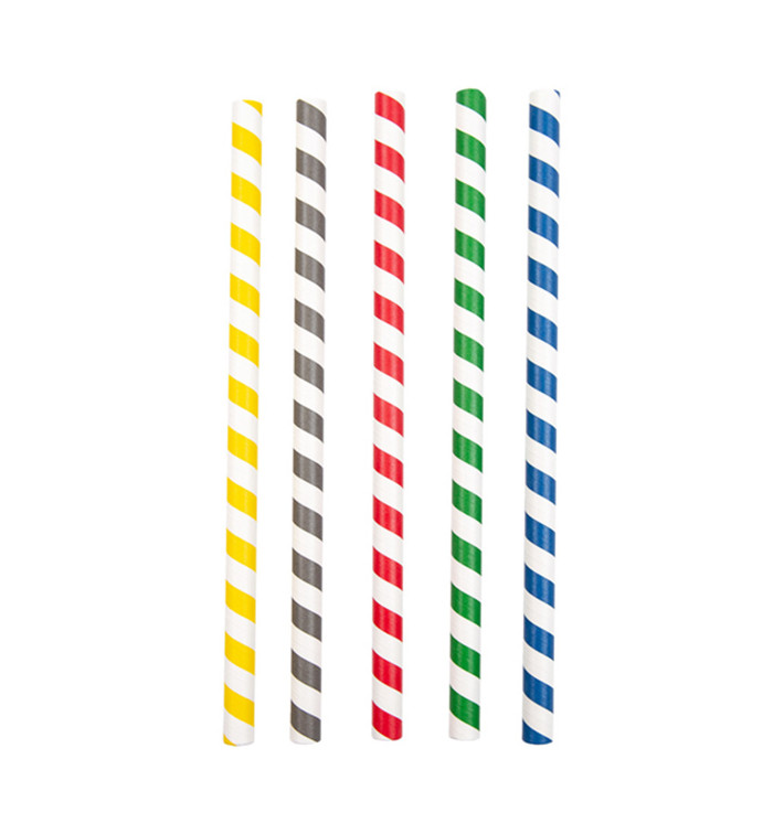 Pajita Recta Papel Surtido Granizado Ø10mm 21cm (2400 Uds)