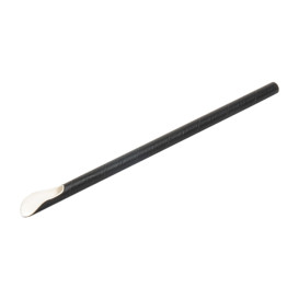 Pajita Cuchara Papel Negro Ø8mm 21cm (5000 Uds)