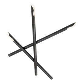 Pajita Cuchara Papel Negro Ø8mm 21cm (5000 Uds)