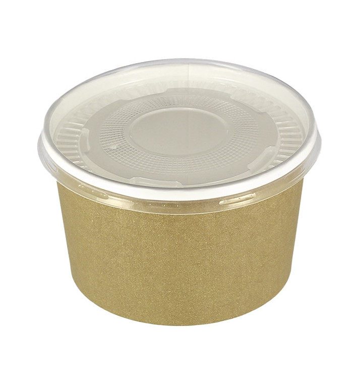 Tarrina de Cartón Kraft con Tapa PP 16 Oz/473ml (25 Uds)