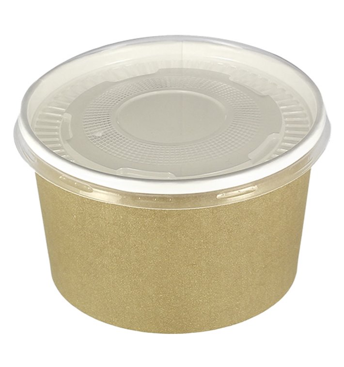 Tarrina de Cartón Kraft con Tapa PP 16 Oz/473ml (25 Uds)