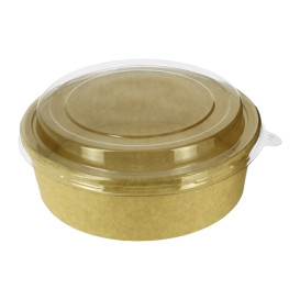 Tarrina Cartón Kraft-Kraft + Tapa RPET 33Oz/1000ml (100 Uds)