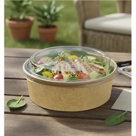 Tarrina Cartón Kraft-Kraft + Tapa RPET 33Oz/1000ml (100 Uds)