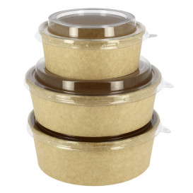 Tarrina Cartón Kraft-Kraft + Tapa RPET 33Oz/1000ml (100 Uds)
