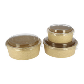 Tarrina Cartón Kraft-Kraft + Tapa RPET 33Oz/1000ml (100 Uds)
