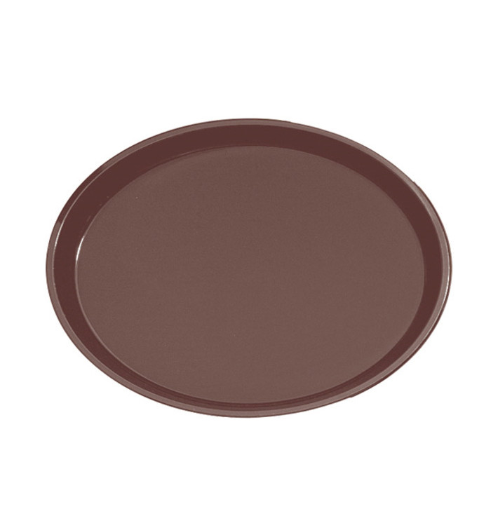 Bandeja PP Oval Antideslizante Marrón 67,0x55,5cm (6 Uds)